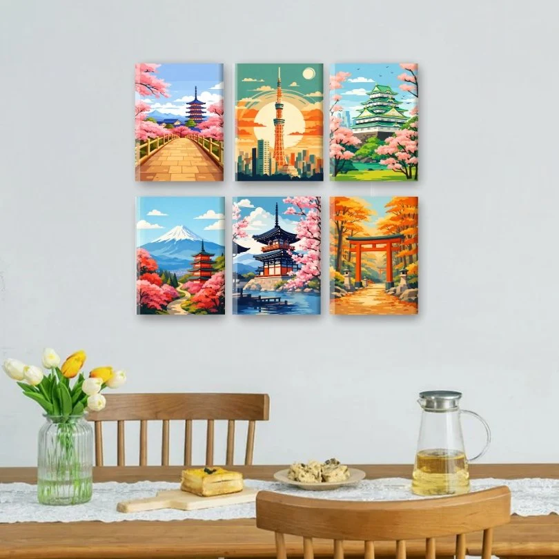 6 Mini Paintings - Japanese Landscapes Set - Image 2