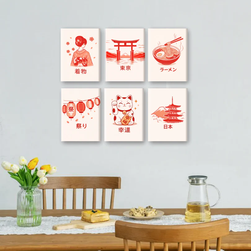 6 Mini Paintings - Japanese Poster Set - Image 2