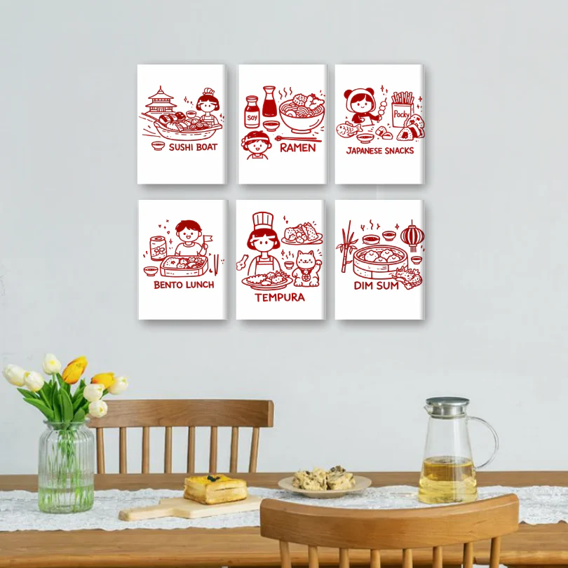 6 Mini Paintings - Kawaii Food Set - Image 2