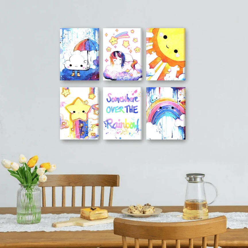 6 Mini Paintings | Kawaii Rainbow Set - By Tiny Tami - Image 2