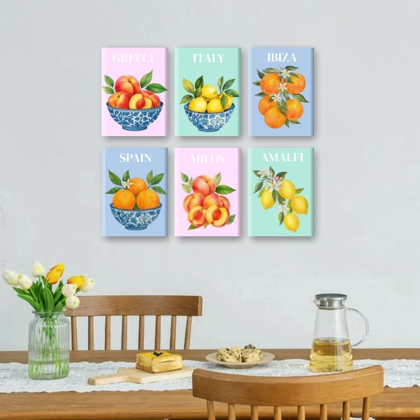 6 Mini Paintings - Mediterranean Fruit Set - Image 2