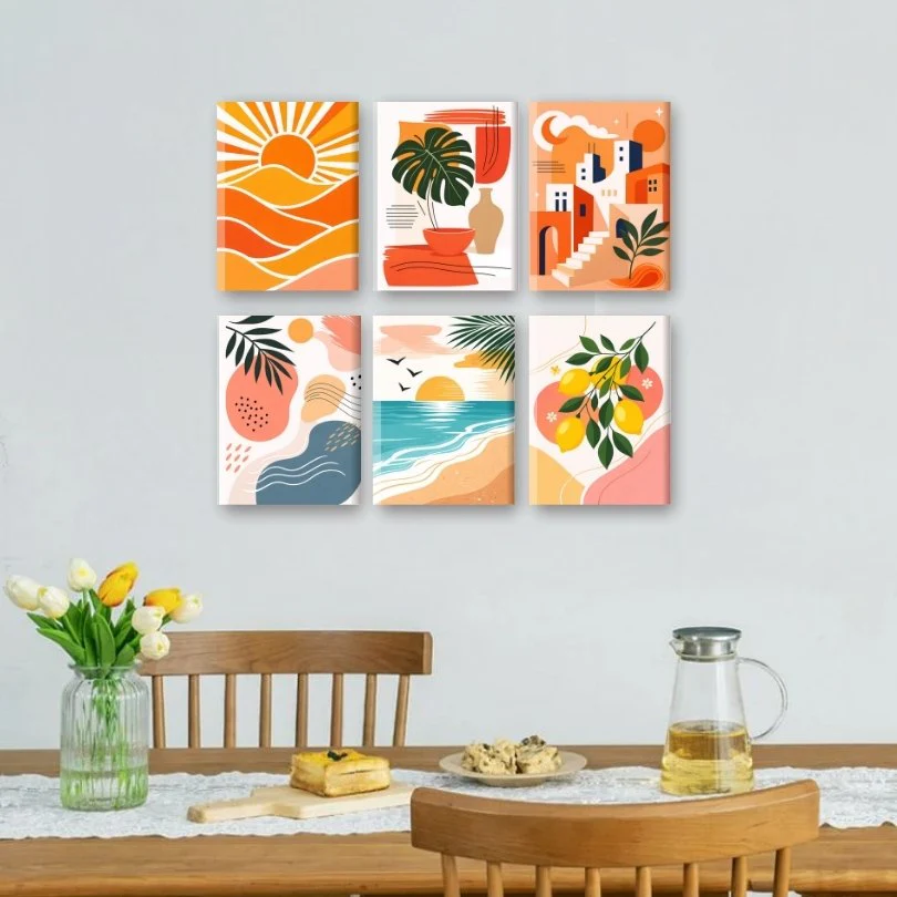 6 Mini Paintings - Mediterranean Sunset Set - Image 2