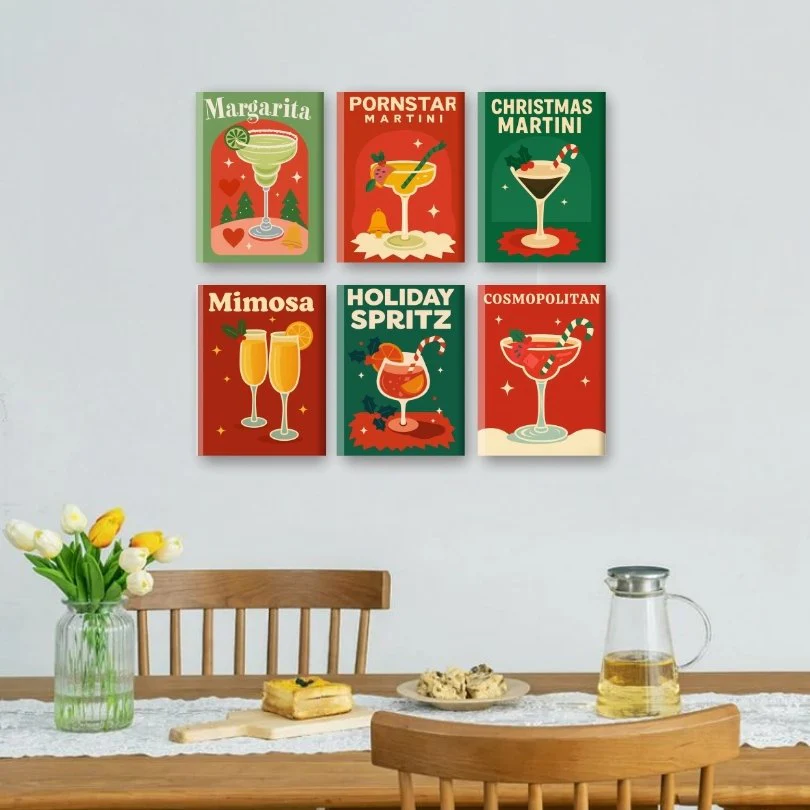 6 Mini Paintings - Merry Cocktail Set - Image 2