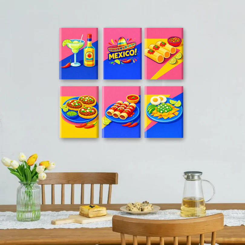 6 Mini Paintings - Mexican Food Set - Image 2