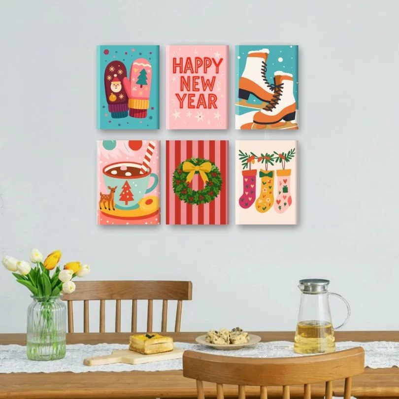 6 Mini Paintings - New Year & Christmas Set - Image 2