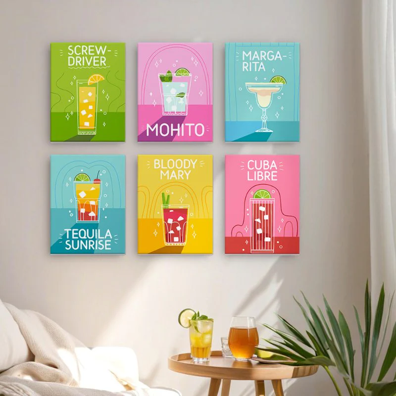 6 Mini Paintings - Paint & Pour Cocktail Set - Image 2