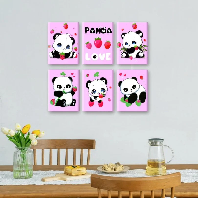 6 Mini Paintings | Panda Berries Set - By Tiny Tami - Image 2