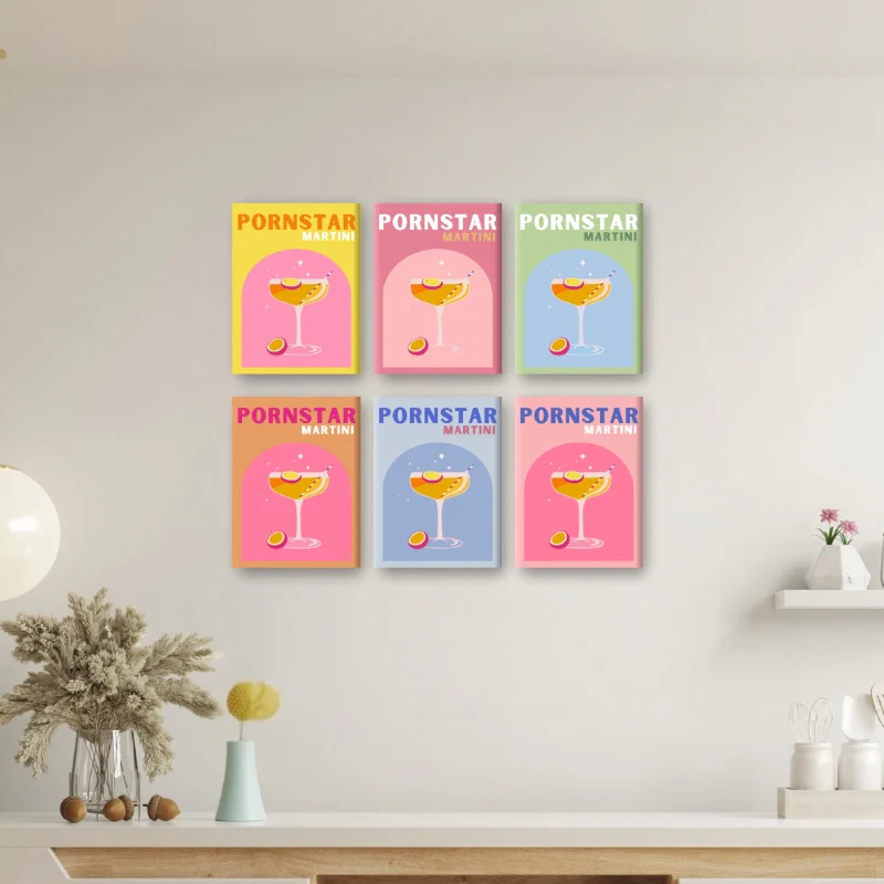 6 Mini Paintings - Passion Fruit Martini Cocktail Set - Image 2