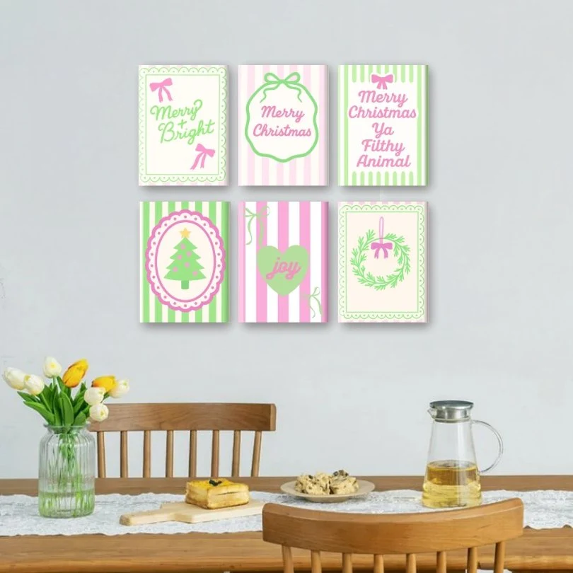 6 Mini Paintings | Pastel Christmas Stripes Set - Image 2