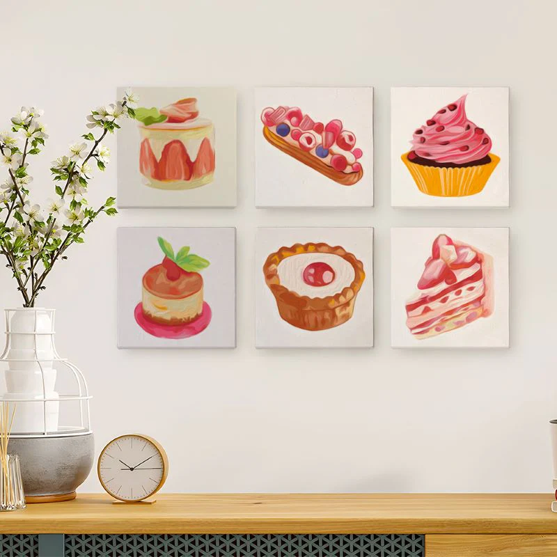 6 Mini Paintings - Pastries - Image 2