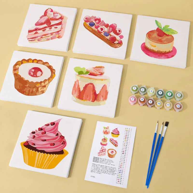 6 Mini Paintings - Pastries - Image 4