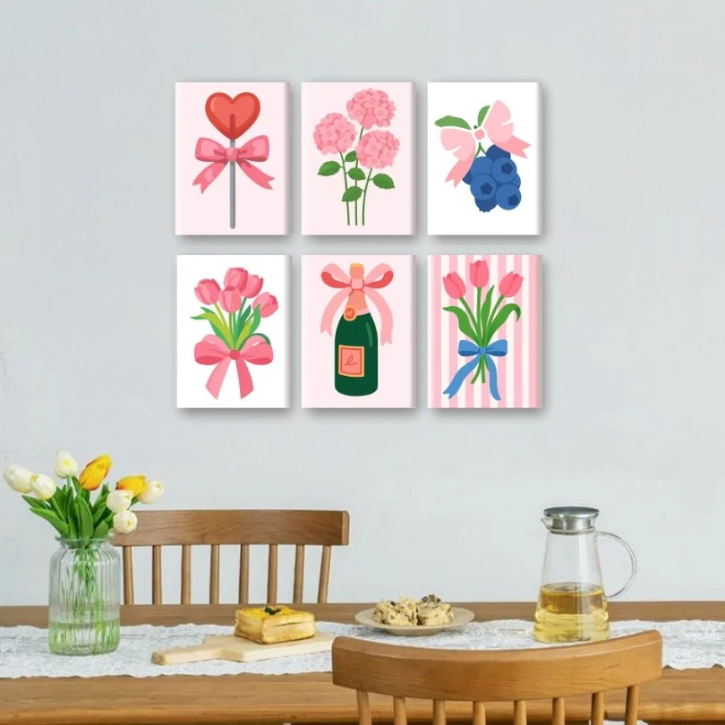 6 Mini Paintings - Pink Aesthetics Set - Image 2