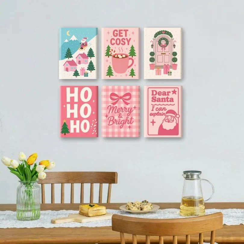 6 Mini Paintings - Pink Christmas Set - Image 2