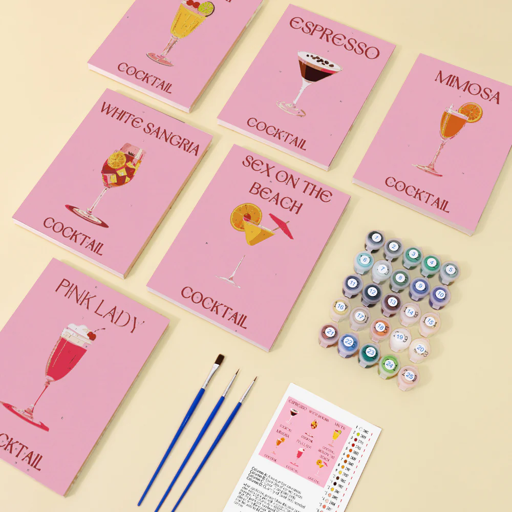 6 Mini Paintings - Pink Cocktail Set - Image 4