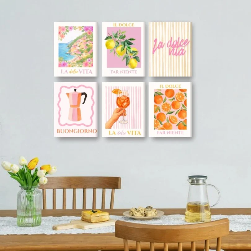 6 Mini Paintings - Pink Dolce Vita Set - Image 2