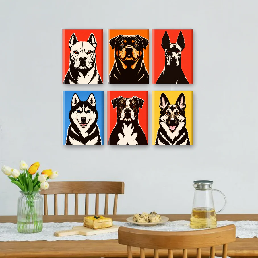 6 Mini Paintings - Pop Art Dogs Set - Image 2