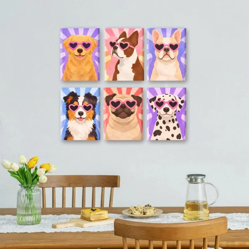 6 Mini Paintings - Pop Art Puppies Set - Image 2