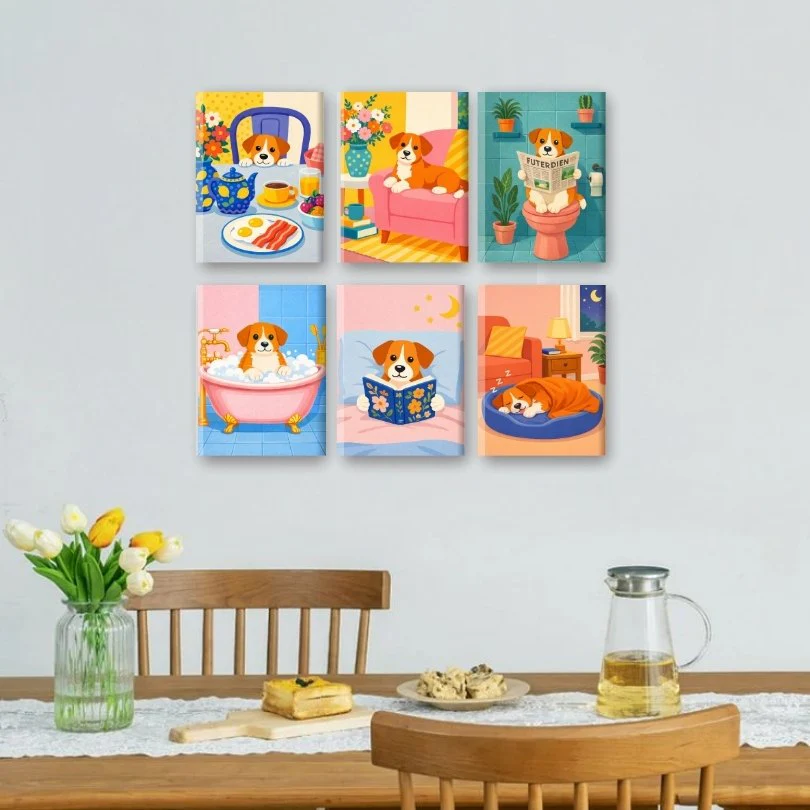 6 Mini Paintings - Puppy Routine Set - Image 2