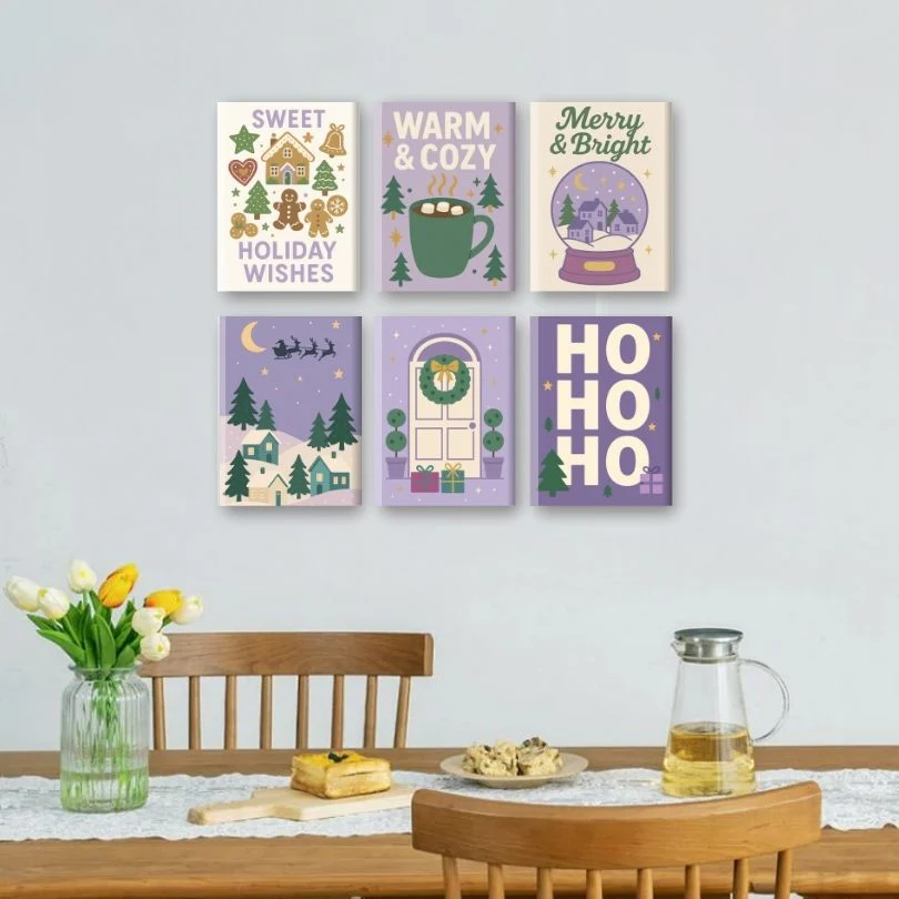 6 Mini Paintings - Purple Christmas Set - Image 2
