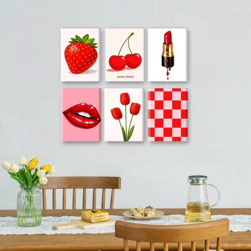 6 Mini Paintings - Red Aesthethic Set - Image 2
