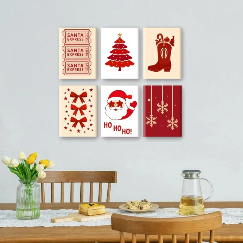 6 Mini Paintings - Red Christmas Set - Image 2