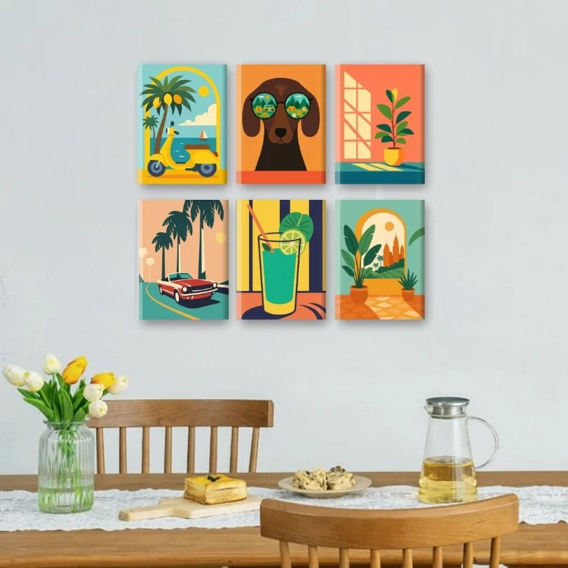 6 Mini Paintings | Retro Holiday Set - Image 2