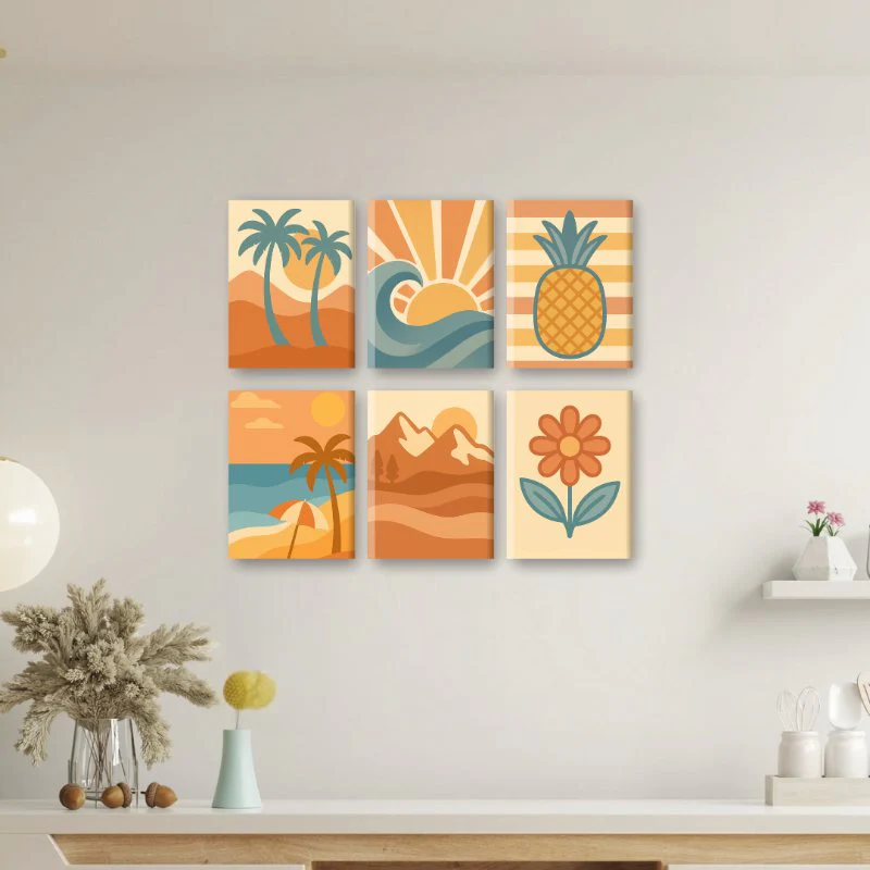 6 Mini Paintings - Retro Summer Set - Image 2