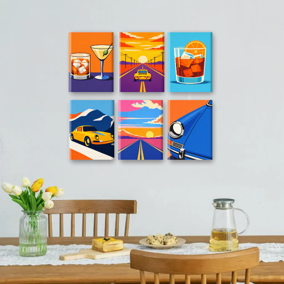 6 Mini Paintings - Road Trips & Drinks Set - Image 2