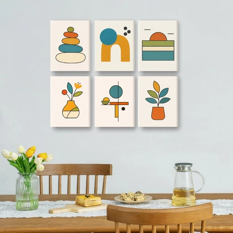 6 Mini Paintings - Scandinavian Shapes Set - Image 2