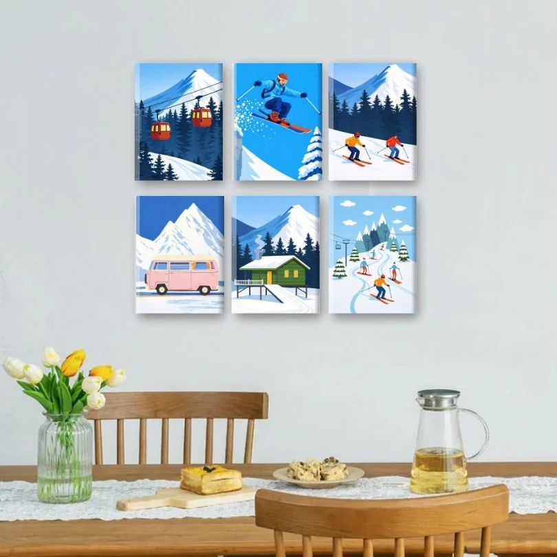 6 Mini Paintings - Ski Set - Image 2