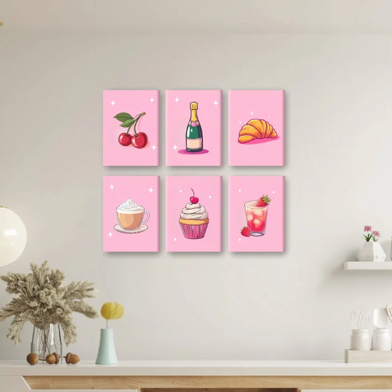 6 Mini Paintings - Snacks & Drinks Set - Image 2