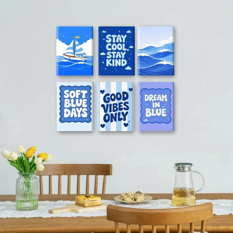 6 Mini Paintings - Ocean Blue Set - Image 2