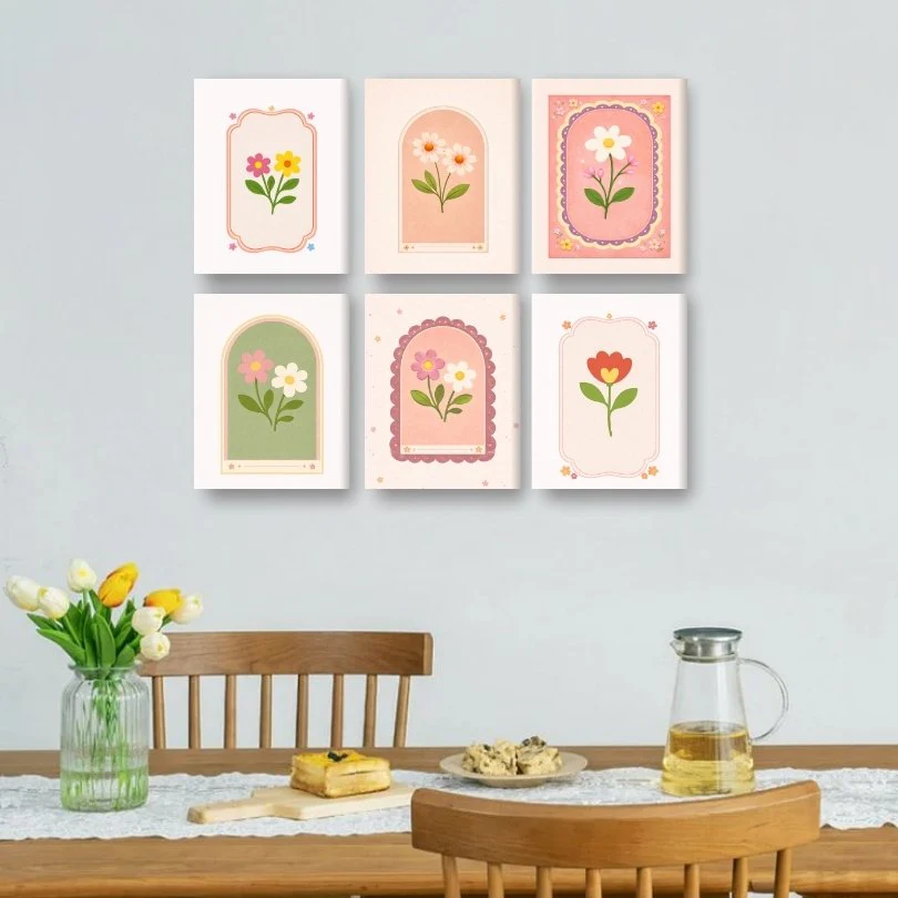 6 Mini Paintings - Spring Flowers Set - Image 2