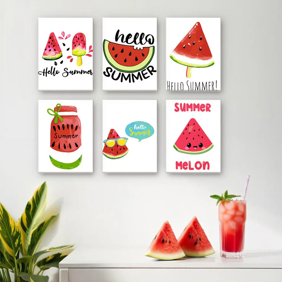 6 Mini Paintings - Summer Melon Set - Image 2