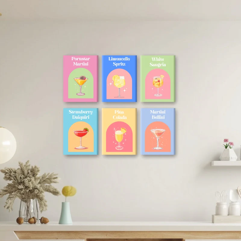 6 Mini Paintings - Summer Vibes Cocktail Set - Image 2
