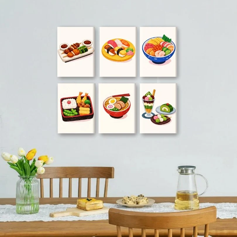 6 Mini Paintings - Sushi Dinner Set - Image 2