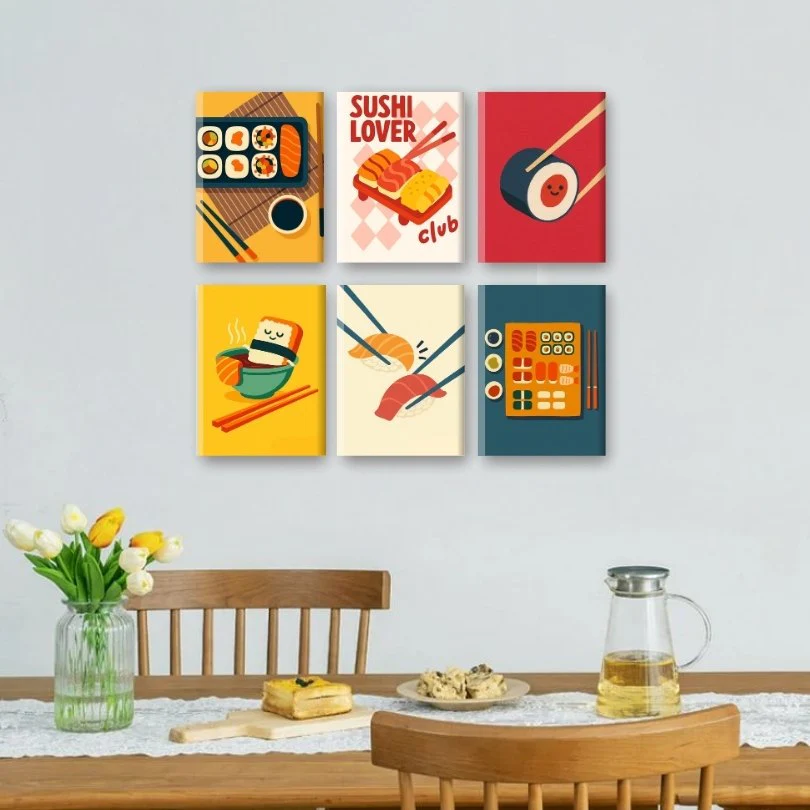 6 Mini Paintings - Sushi Set - Image 2