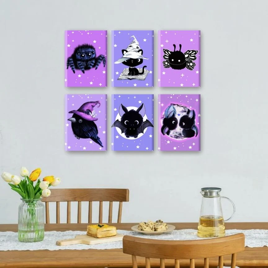 6 Mini Paintings | Sweet Gothic Creatures - By Tiny Tami - Image 2
