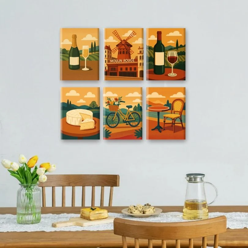 6 Mini Paintings - Taste of France Set - Image 2