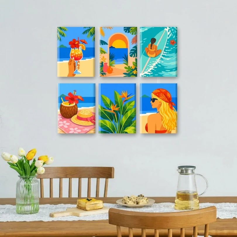 6 Mini Paintings - Tropical Beach Set - Image 2