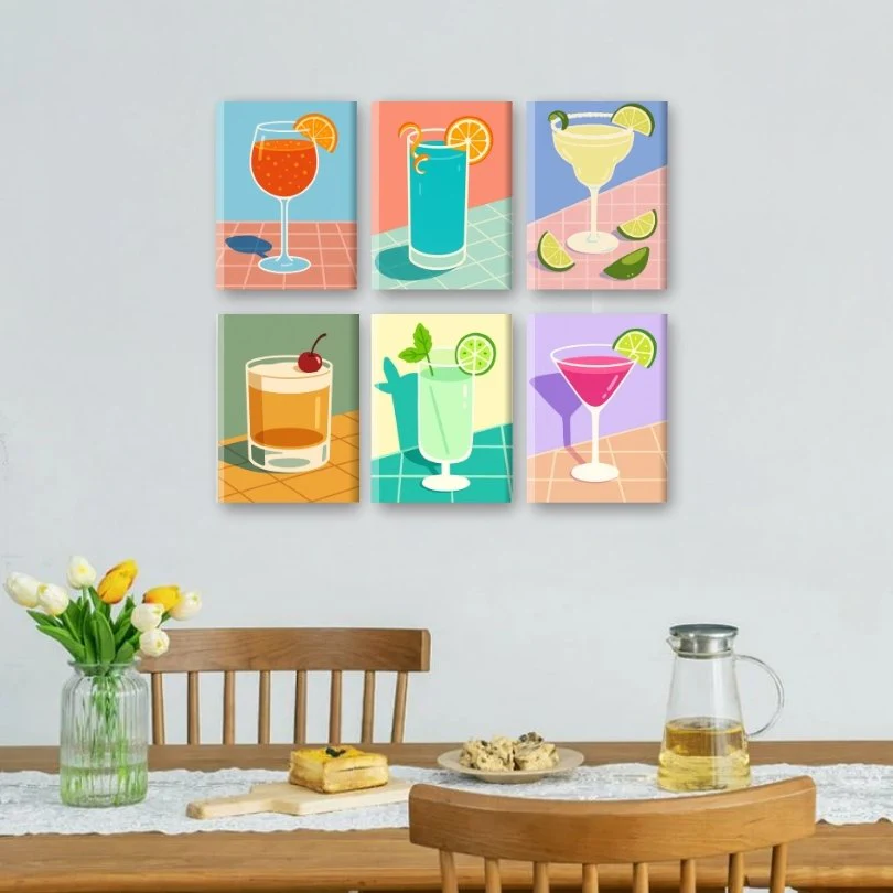 6 Mini Paintings - Tropical Cocktails Set - Image 2