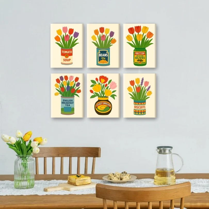 6 Mini Paintings | Tulips in Cans Set - Image 2