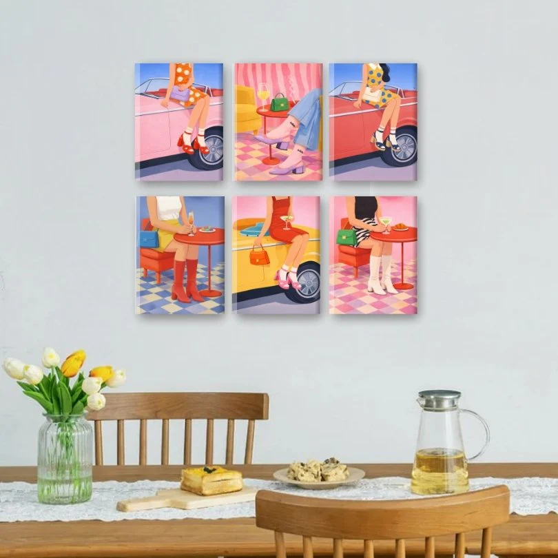 6 Mini Paintings - Vintage Glam Set - Image 2