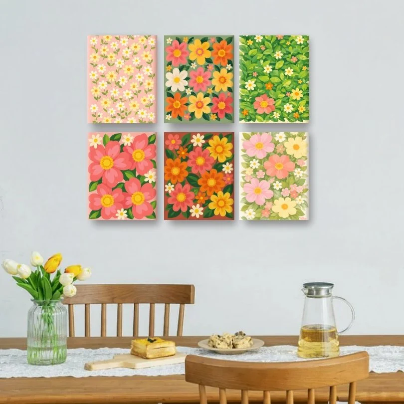 6 Mini Paintings - Vivid Flowers Set - Image 2