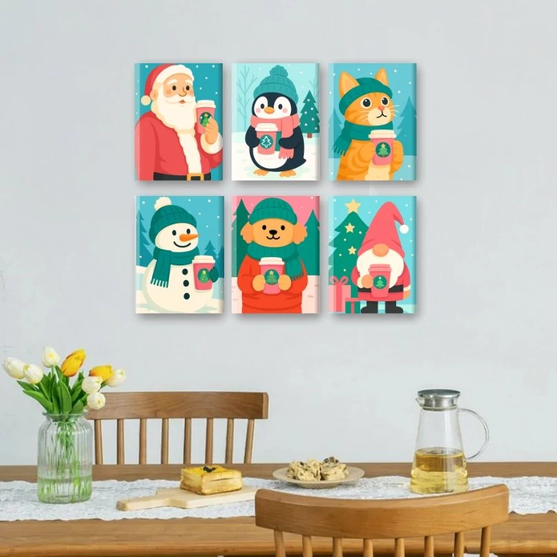 6 Mini Paintings | Warm Winter Sips Set - Image 2