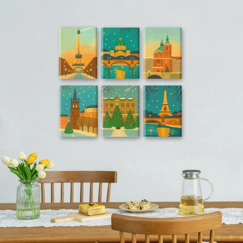 6 Mini Paintings | Winter Cities Set - Image 2