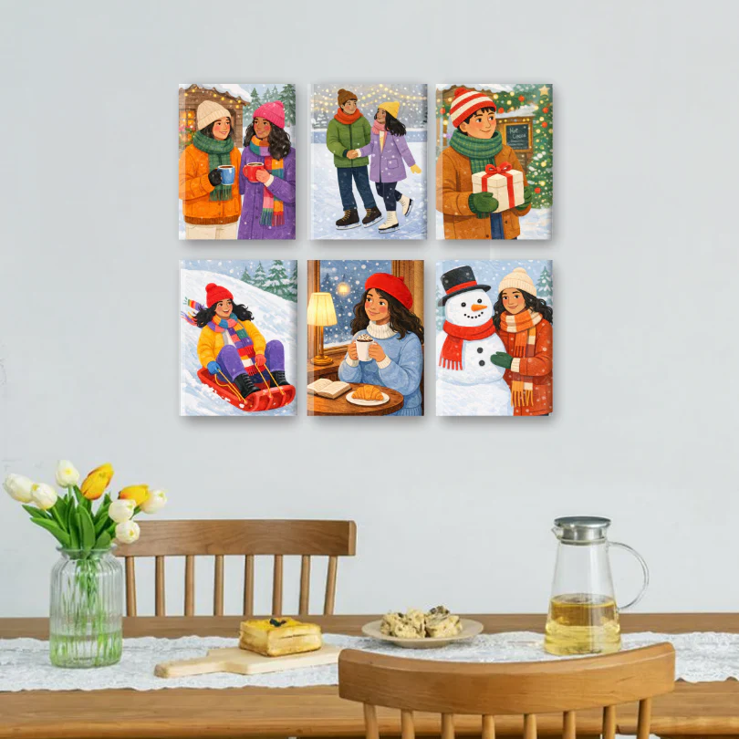 6 Mini Paintings - Winter Fun Set - Image 2