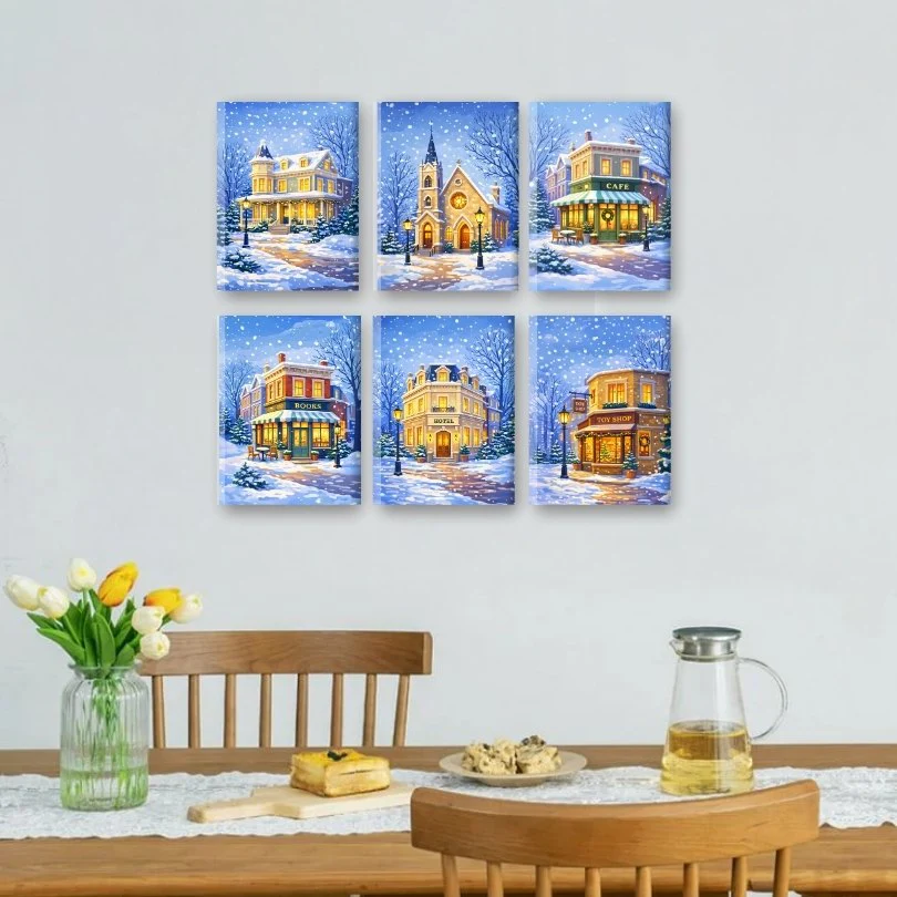 6 Mini Paintings - Winter Street Set - Image 2