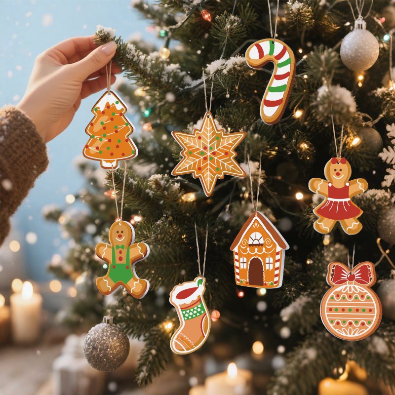 8 Christmas hangers - Gingerbread set - Image 4