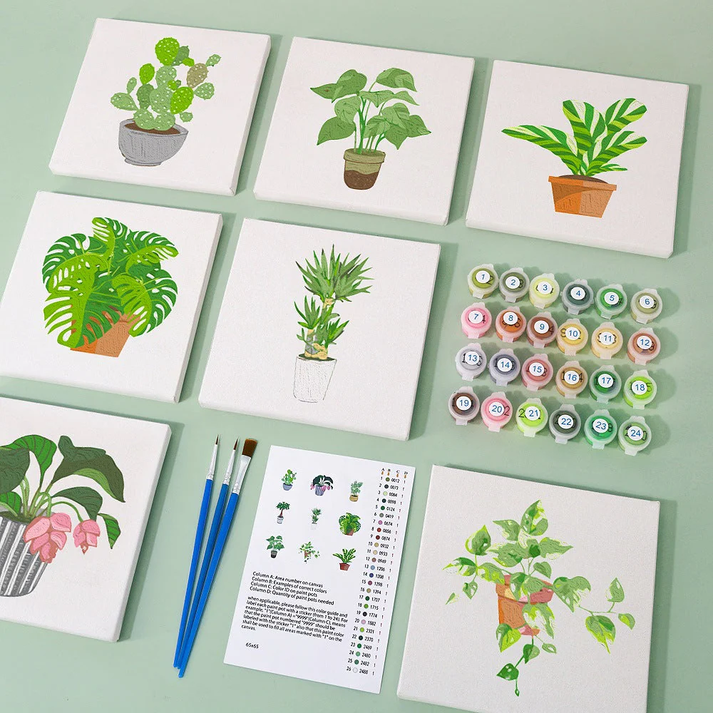 9 Mini Paintings – Indoor Plants Set | Paint by Numbers - Image 6